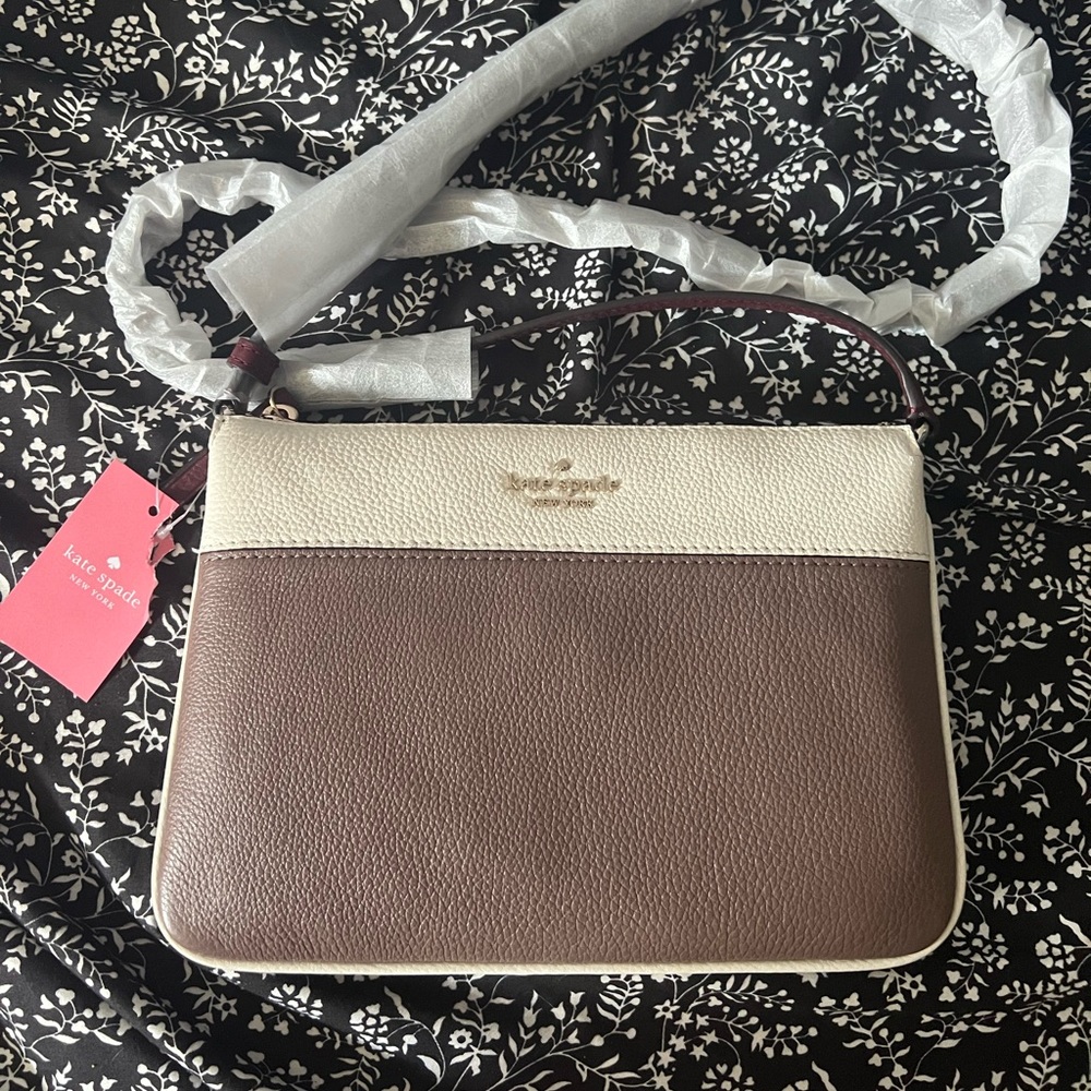 Kate Spade triple gusset crossbody brown bag